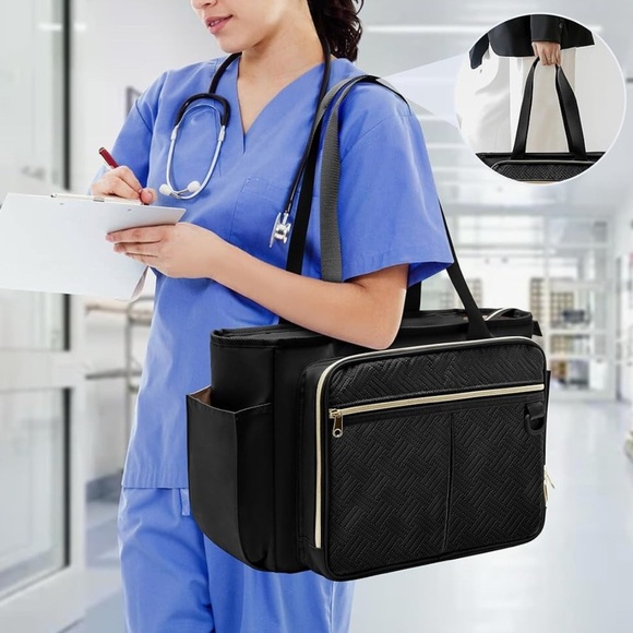 Black Multi-Compartment Tote Bag - Picture 7 of 9